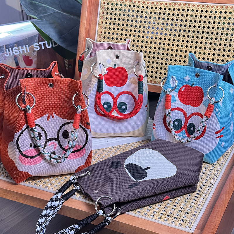 苹果针织手机袋手拎包小众设计