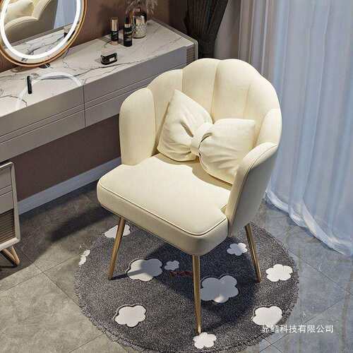 化妆椅家用房间THWKMZSD背台简约美甲花凳子轻奢瓣女靠生卧室梳妆