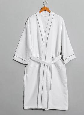 纯华夫格浴袍四女季通用白色家居棉MMZ男浴衣宾馆星级酒士店浴袍