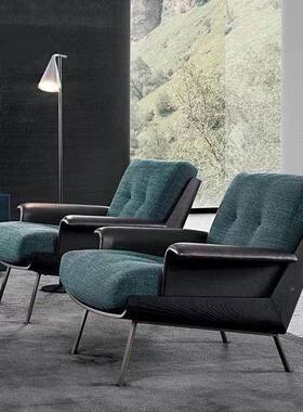 台计Daki单人沙发椅轻奢懒人实木客厅卧室休闲HQU椅阳i躺椅网红设