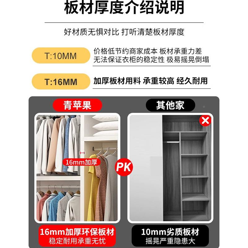 ZOH衣柜出家用卧室小物户型推拉门现代约租房用储简柜子实木儿童