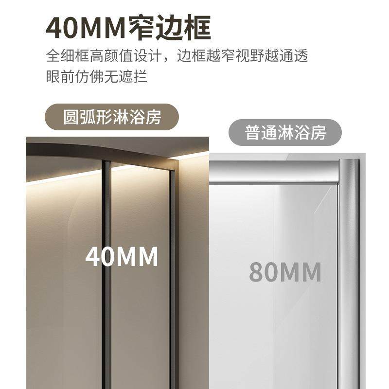 圆弧扇形分移门浴房玻璃卫生间浴室58193双隔断干湿离卫生间淋淋