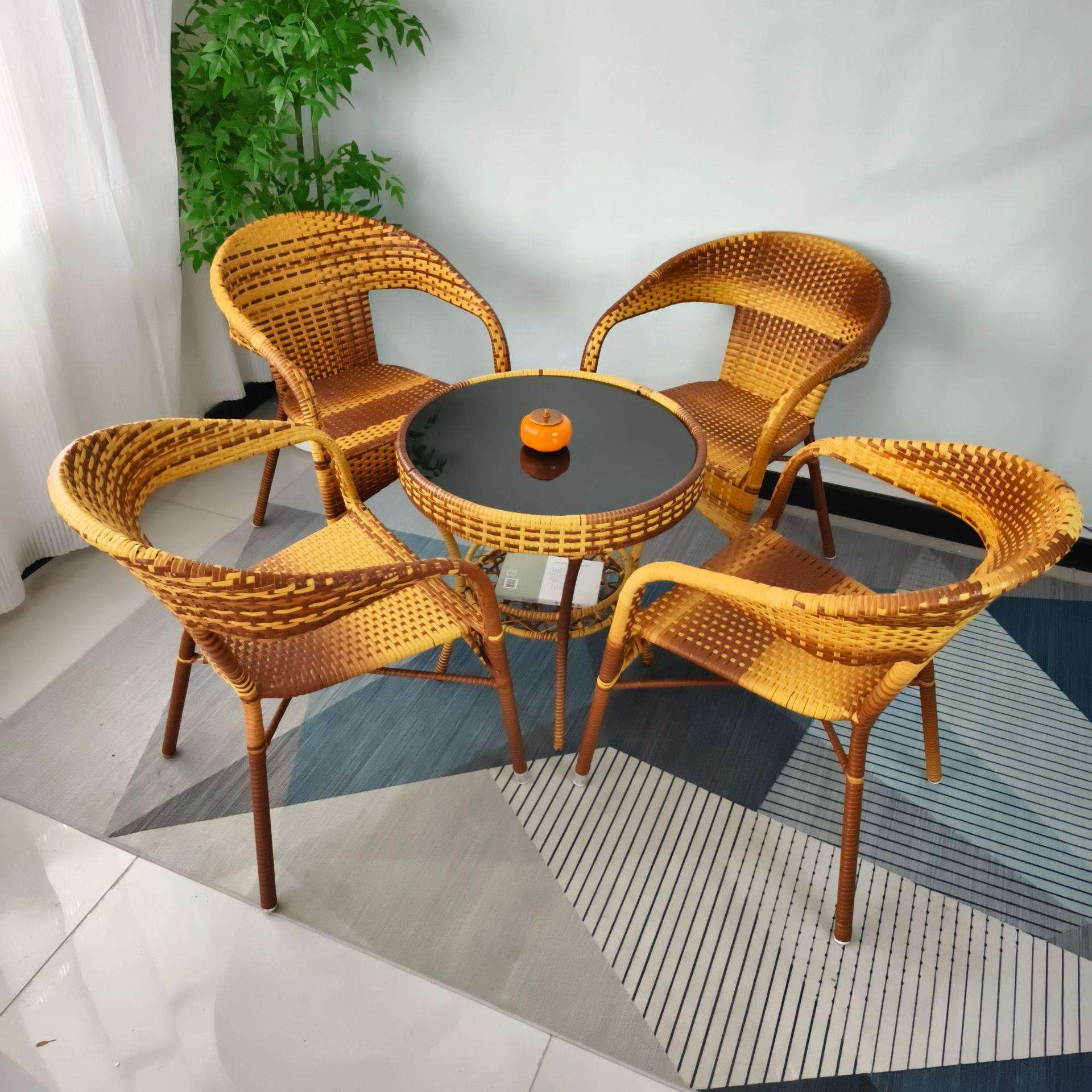 闲阳台藤沙发三件套组合室椅外花园欧编S-1001式休简约椅手工藤编