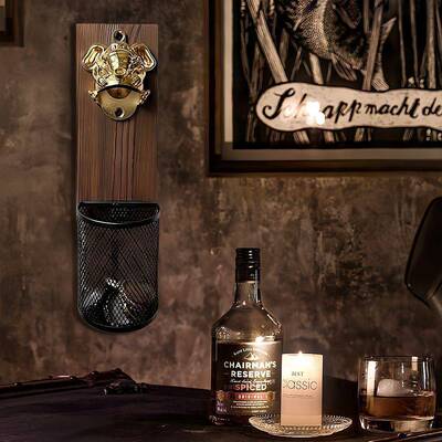 创意网红啤酒pxx78063开瓶器壁挂式起子启箱磁象头实木冰开瓶器壁