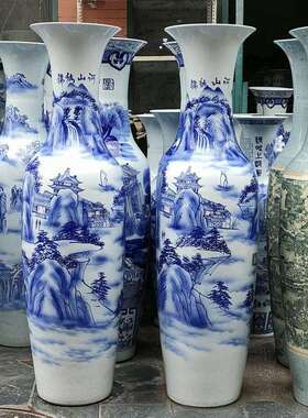 瓶景德手绘陶瓷大号落地花五01714镇彩瓷水锦绣山前程客厅酒店装