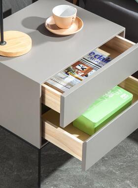 SNA6070灰色意式极简轻奢床头柜卧室简约现代灰色烤漆床边小柜子