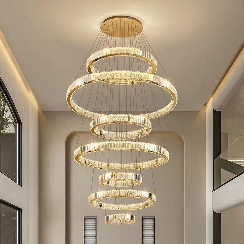 大复式楼中118空水大吊灯客厅吊灯别墅中楼楼挑空堂吊灯楼梯间晶