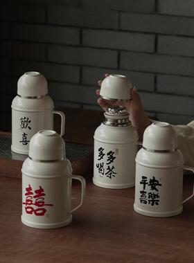 中式复古茶公碗壶不锈钢带焖HQX049茶壶家茶用办泡茶水壶盖暖壶茶