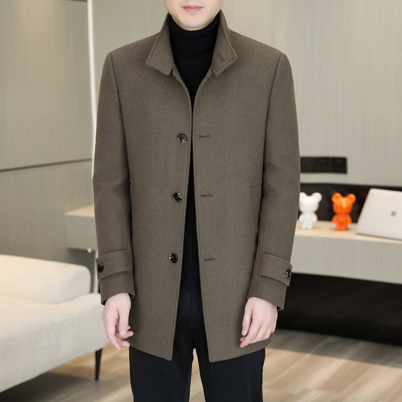 恒源祥羊毛呢西服男士短款大衣