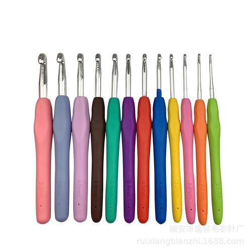 毛衣针编织工具彩虹钩针套装 TPR软柄铝钩针 14PCS 单选