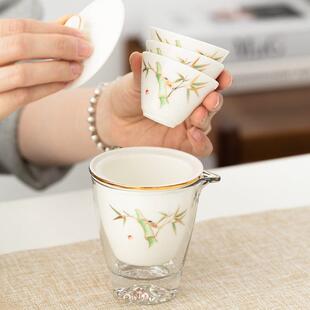 旅行茶具套装 竹节高升便携式 户外快客杯一壶三杯单人泡茶带过滤