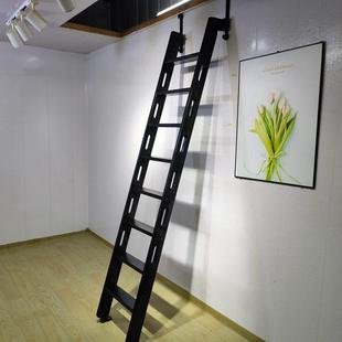 家用贴墙翻折叠伸缩伸拉隐形收纳垂直实木楼梯子loft阁楼平台梯子