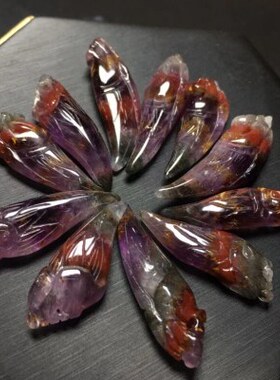 极光23吊坠Aurora23crystal 狼牙项坠 Amethyst 天然水晶原石雕刻