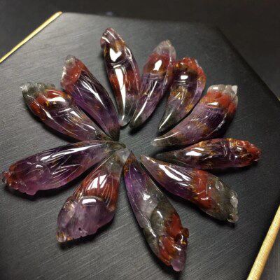 极光23吊坠Aurora23crystal 狼牙项坠 Amethyst 天然水晶原石雕刻