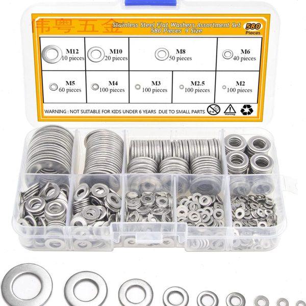 贴标签580pcs M2/2.5/3/4/5/6/8/10/12 不锈钢304 垫圈套装螺丝,五金/工具,垫圈,淘宝优惠券,粉丝福利购,淘宝优惠卷