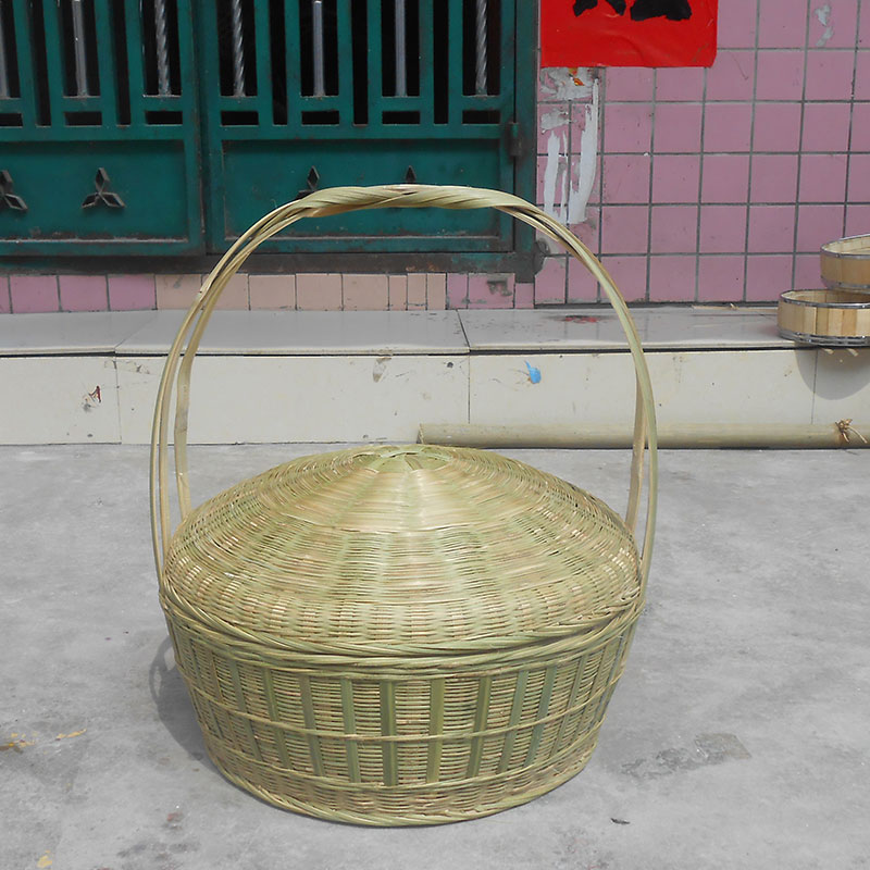 有盖竹编制品水果提篮农家菜筐装饰手工艺礼品盒海鲜篮子 购物筐