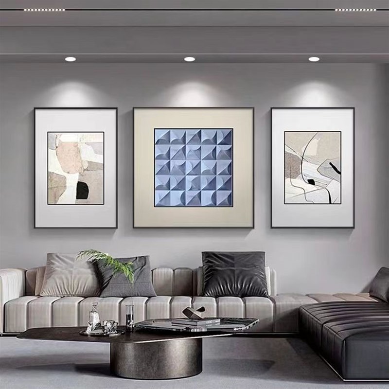 高端抽象艺术晶瓷画北欧客厅沙发背景墙挂画卧室装饰画创意三联画