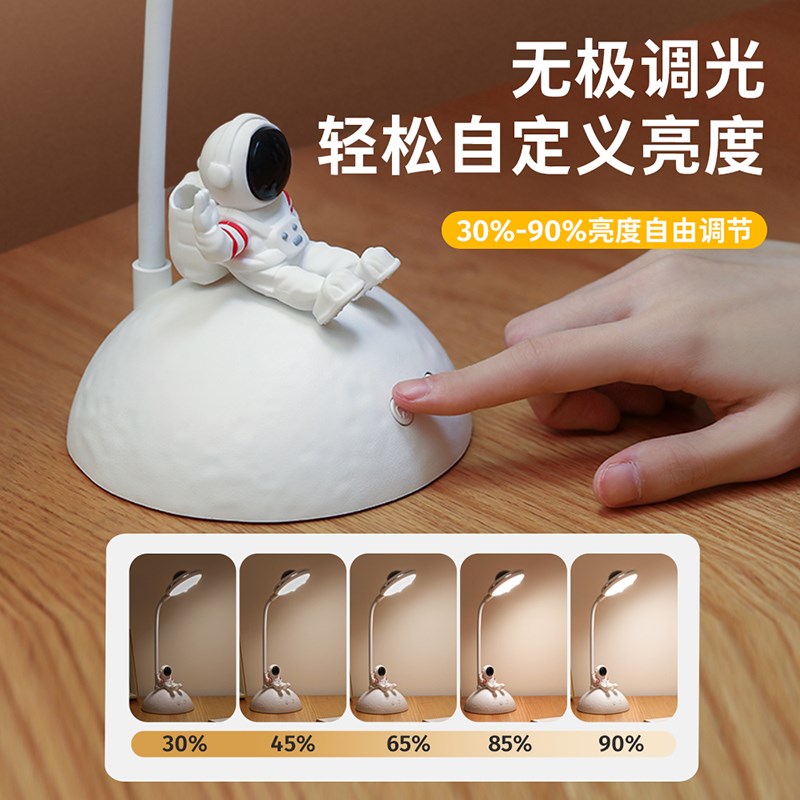 创意学生笔筒台灯女生宇航员投影灯宿舍桌面学习阅读护眼小台灯
