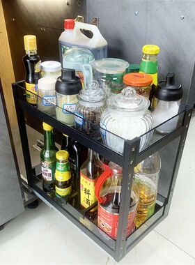 厨房橱柜350深浅柜窄柜调料篮调味拉篮储物底轨铝合金200柜体转角