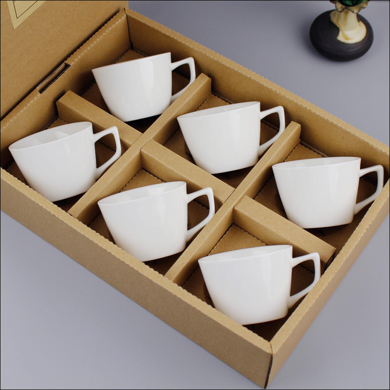 陶瓷茶具有耳功夫茶杯套装德化白瓷斗笠杯品茗杯主人带柄把礼盒装