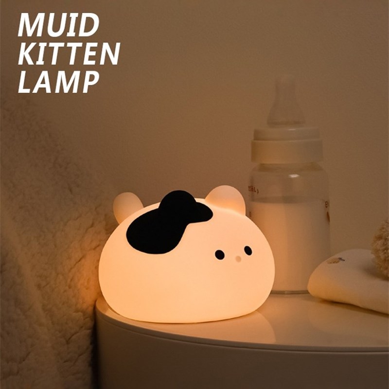团子猫小夜灯硅胶拍拍灯卧室床头睡眠灯充电款婴儿喂奶护眼伴睡灯
