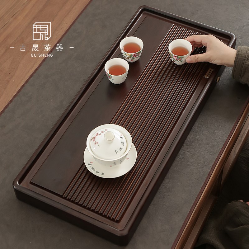 简约重竹茶盘排水储水茶台茶海现代家用功夫茶具托盘竹制干泡盘