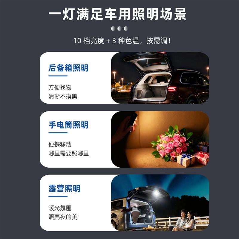 通用型太阳能汽车后备箱自动感应灯 免接线LED高亮多模式照明灯