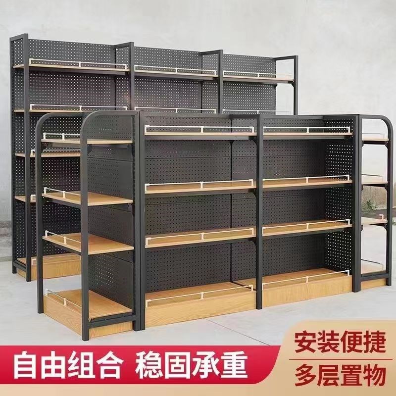 四柱钢木超市货架便利店小卖部母婴店精品文具店多层置物展示货架