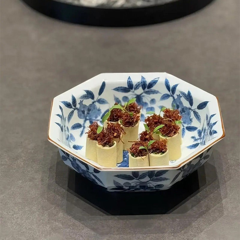 大董复古青花陶瓷碗冷菜餐具凉菜盘子融合菜特色创意会所餐厅摆盘