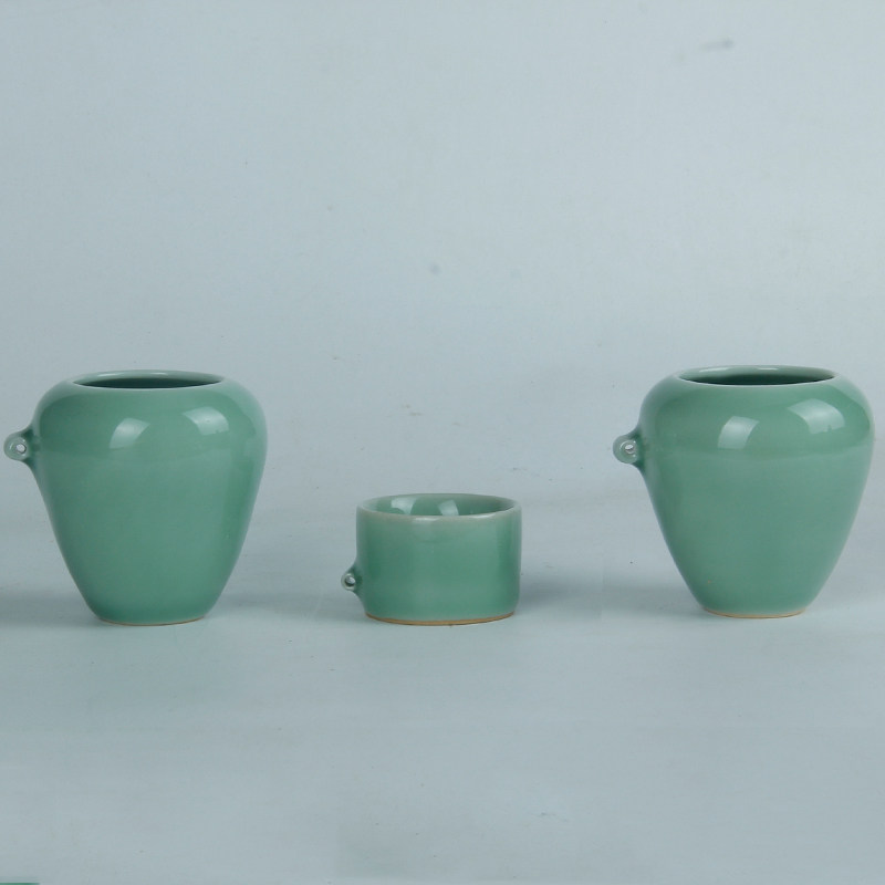画眉靛颏绣眼金青鸟食罐宠物杯子鸟笼配件竹笼鸟杯青瓷小罐鸟碗