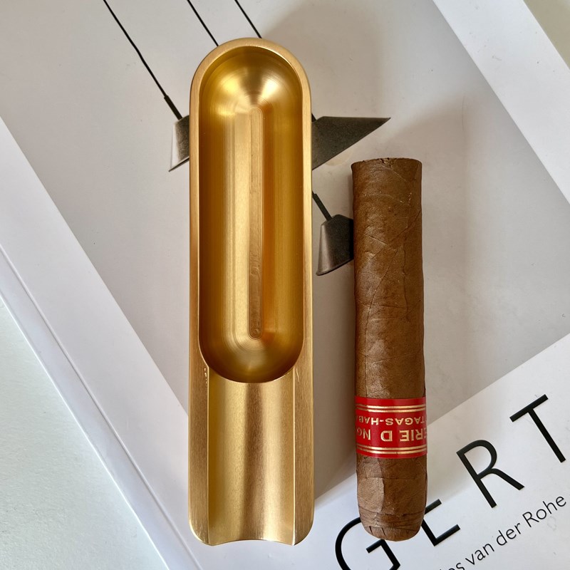 雪茄烟灰缸单只铝合金单槽便携复古金属家用送礼烟缸高档创意烟具