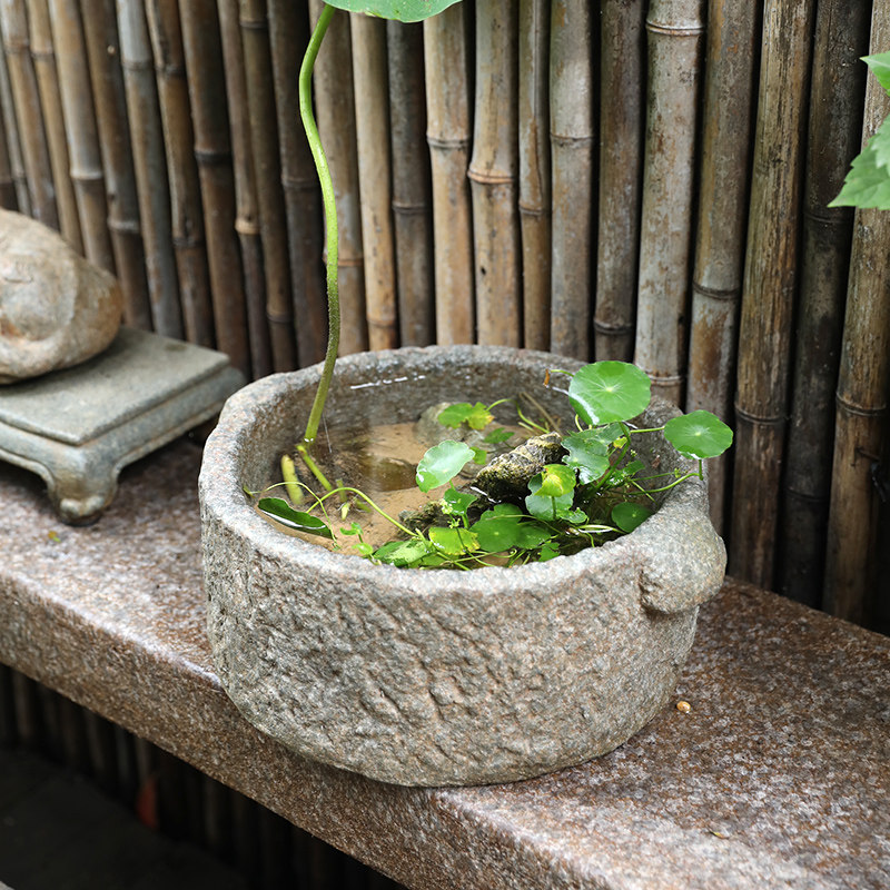 中式阳台创意水培花盆装饰摆件庭院造景碗莲盆小花园布置家居饰品