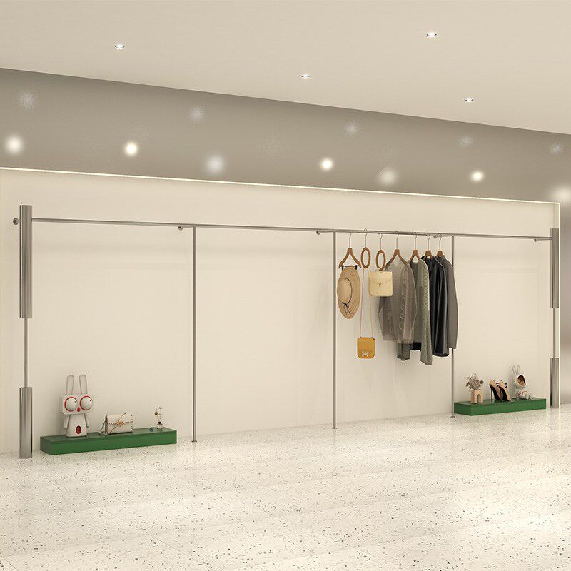女服装店展示架不锈钢ins服装店挂衣架上墙陈列货架异型侧挂架子