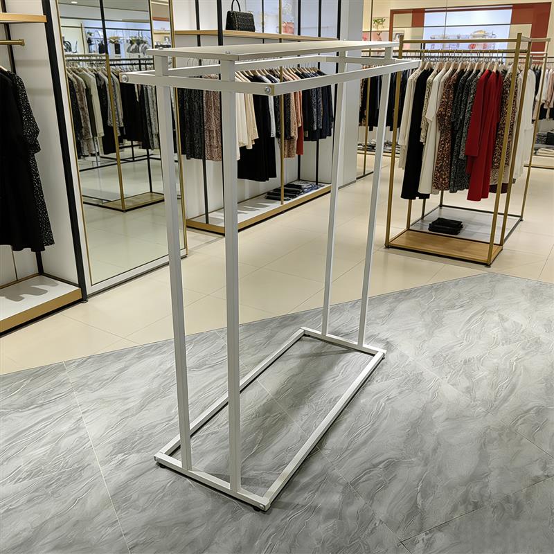 现代简约加厚服装展示架落地式可拆装服装店专用挂衣架双排侧挂架