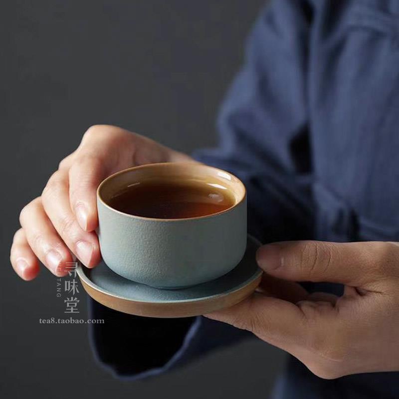 雅致陶器茶壶手抓壶复古窑变粗陶双耳中式家用渐变陶瓷功夫茶具
