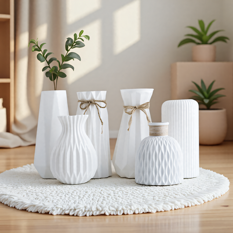 防摔北欧风塑料花瓶家居插花花器客厅卧室居家装饰品摆件现代简约
