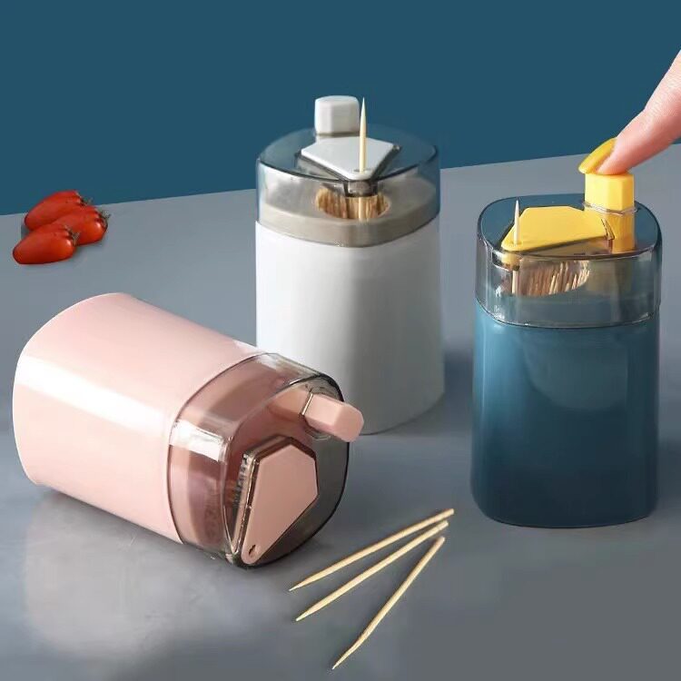 按压式牙签盒一次性双头便携竹子剔牙工具家用创意自动弹出牙签罐