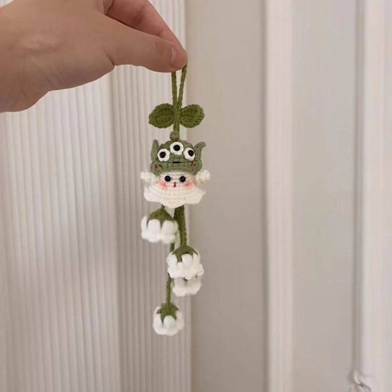 毛线钩针小幽灵铃兰花挂件手工编织DIY材料孕妇打发时间汽车挂件