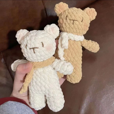 手工编织diy材料包翘臀熊自制钩织冰条线玩偶小熊成品送女友闺蜜