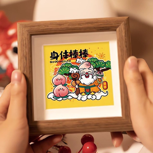 身体棒棒新中式字画小摆件网红装饰画财神相框招财桌面摆台中国风
