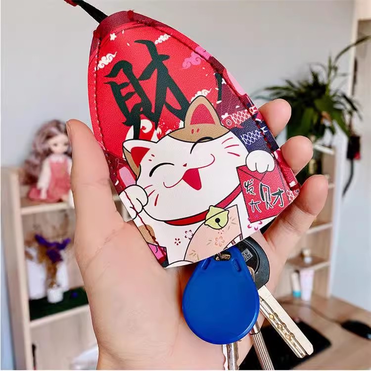 钥匙包抽拉式电动车钥匙皮套钥匙扣保护壳锁匙包女款可爱收纳手包