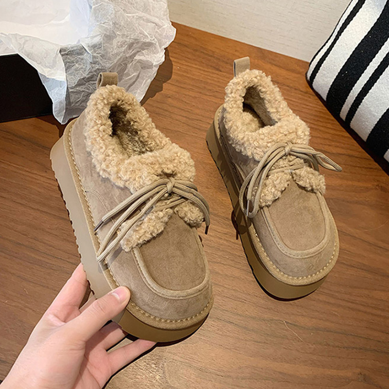 厚底雪地靴女2025冬季加绒加厚保暖勃肯复古毛毛鞋内增高防滑棉鞋