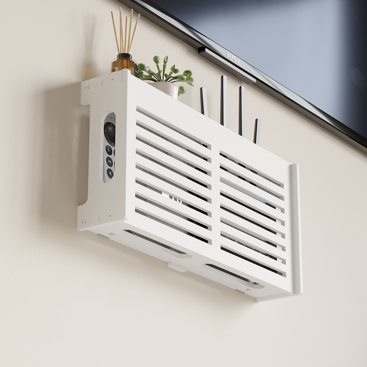 多功能无线路由器收纳盒免打孔壁挂式客厅墙上挂架放wifi置物架子