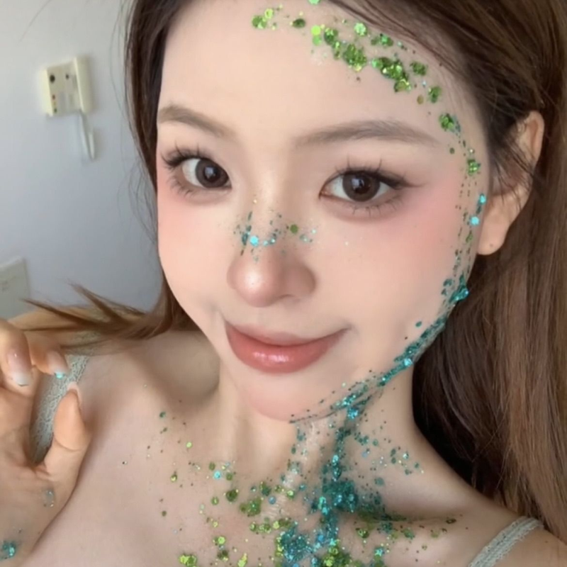 网红同款薄荷曼波妆创意人鱼亮片眼影啫喱化妆液体妆造自拍diy拍照道具写真学生宿舍艺术高级感超出片好看