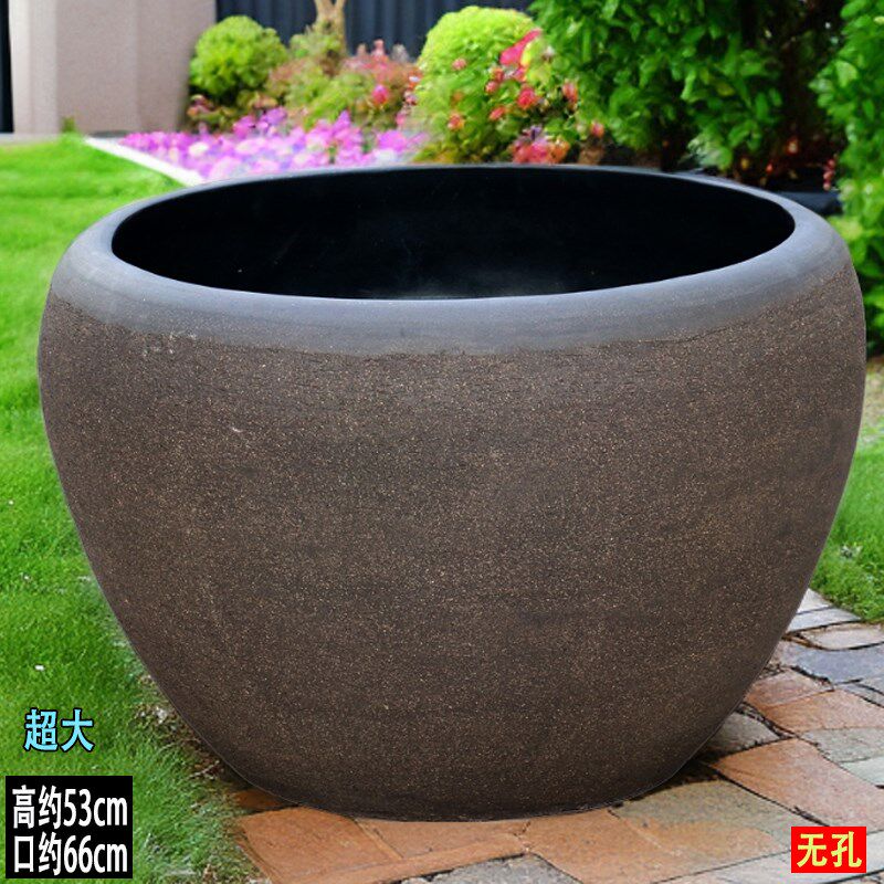 超大古法鱼缸养鱼缸庭院流水瀑布水缸落地锦鲤荷花缸陶瓷乌龟缸大