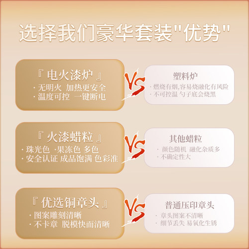 火漆印章套装全套新年电熔炉蜡粒铜章头豪华专业版儿童生日礼物女