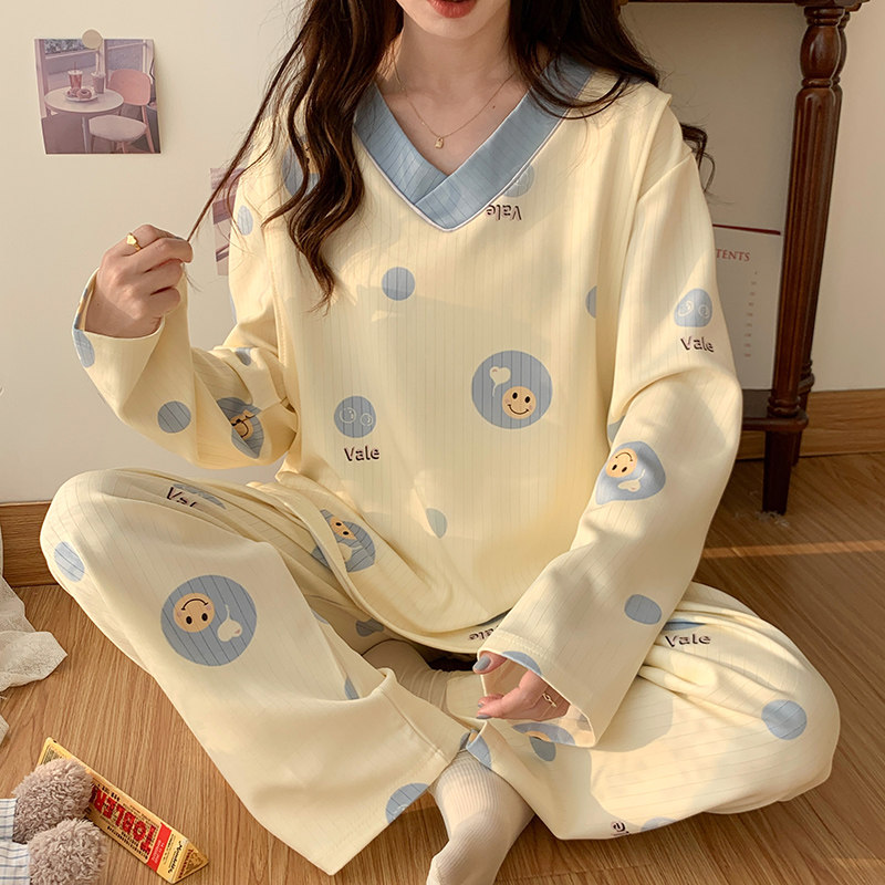 春秋季睡衣女月子服大码孕妇装外出喂奶300斤产后哺乳家居服套装