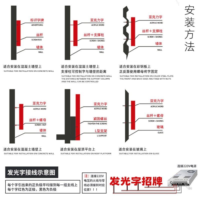 不锈钢精工字拉丝金属背发光字香槟钛金红铜公司广告招牌定做制作