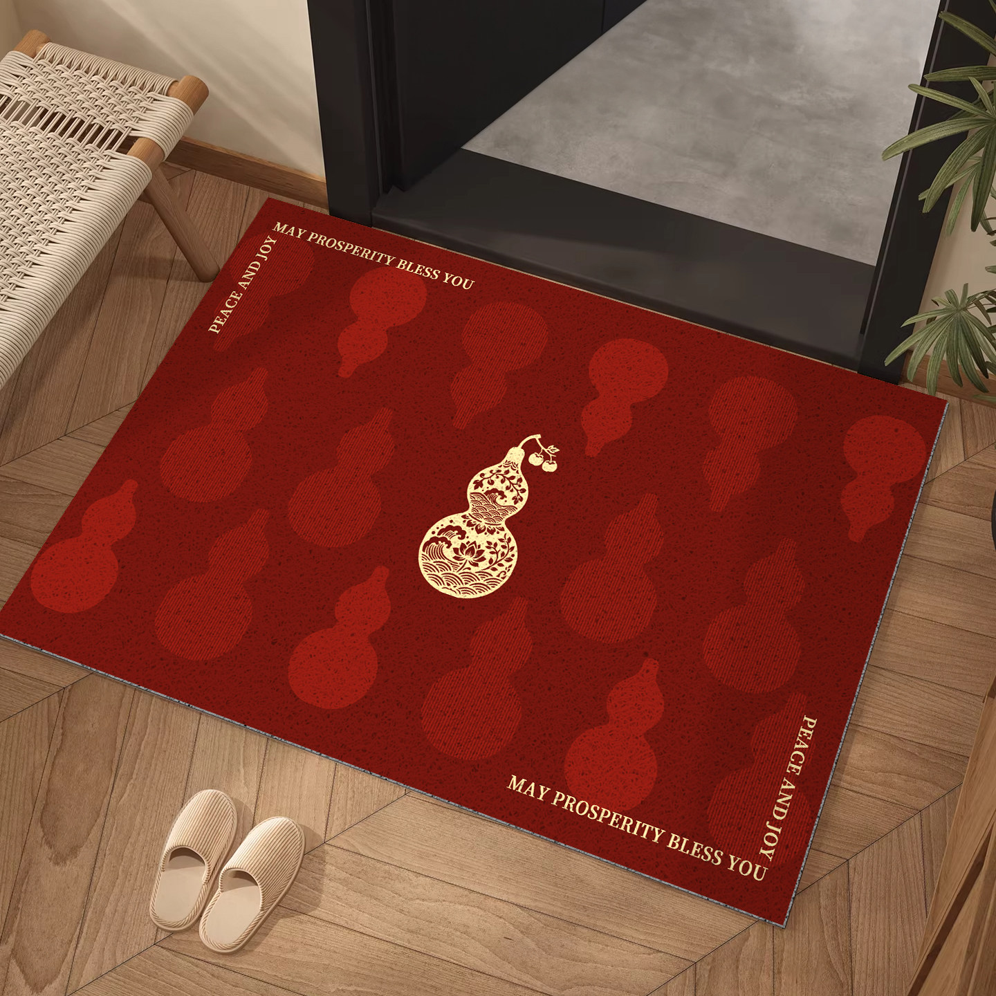 入户门地垫中式新年喜庆红色丝圈进门防滑脚垫子玄关耐脏免洗地毯,居家布艺,入户地垫,淘宝优惠券,粉丝福利购,淘宝优惠卷