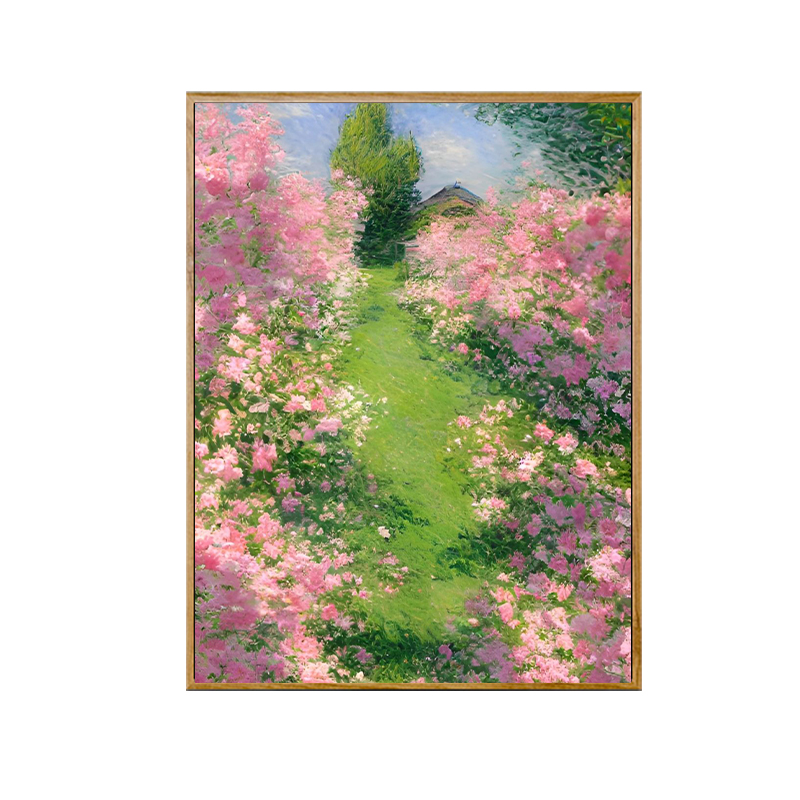 莫奈花园油画风丙烯画diy手工填色画数字油画治愈风景花卉装饰画图片